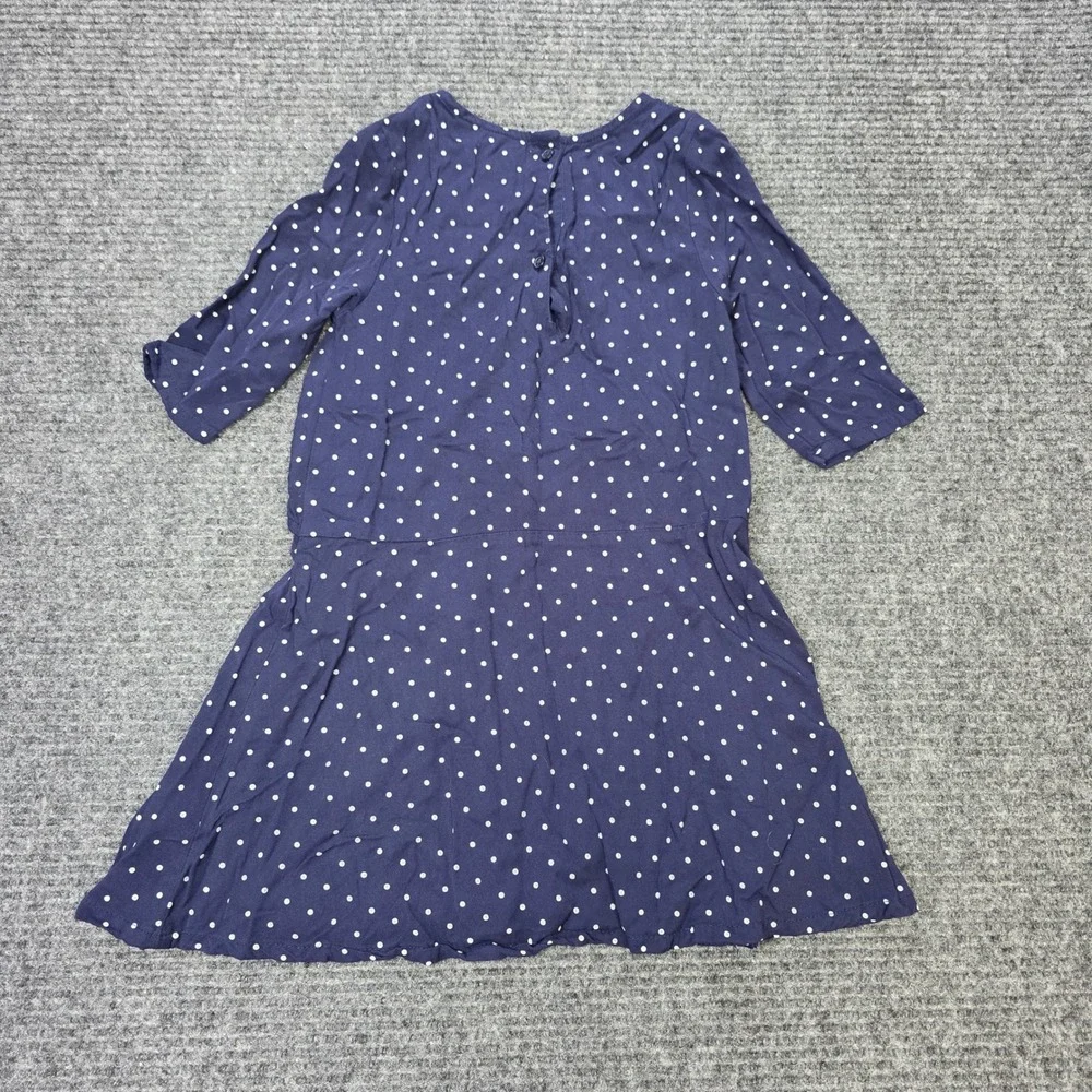 Old Navy Polkadot Dress Girl's Size 4T Navy Front Tie 100% Rayon 3/4 Sleeve